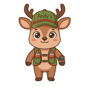 屋久島トレッキングツアーAndy'sの公式キャラクター、運動神経抜群なヤクシカの「くっく」
